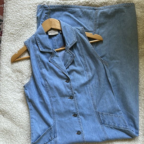 Vintage Arizona Denim Button Down Midi Dress - Picture 1 of 11